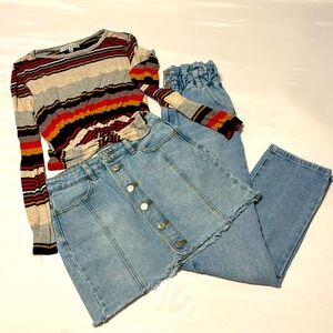 3 Pack Bundle - Pacsun Paper Bag High Waist Mom Jean 24/ Skirt 24 / Top Small
